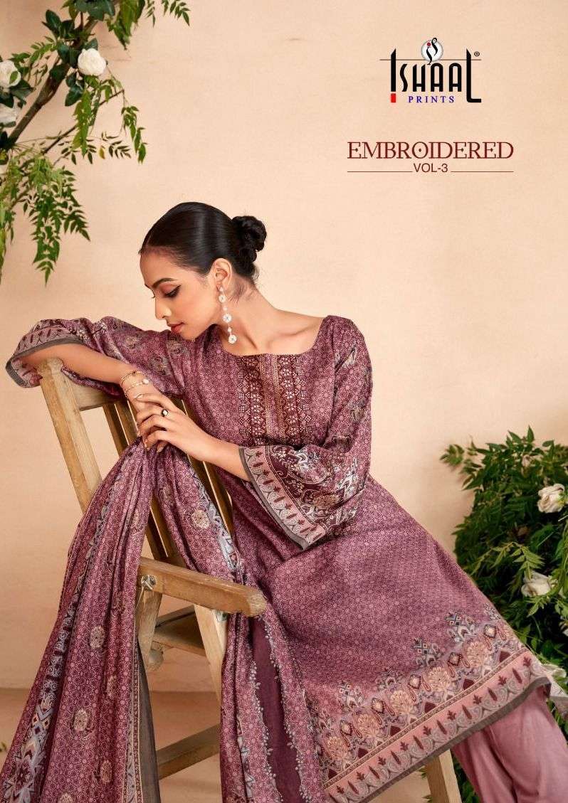 ishaal prints embroidered vol 3 series 3001-3010 pure lawn suit 