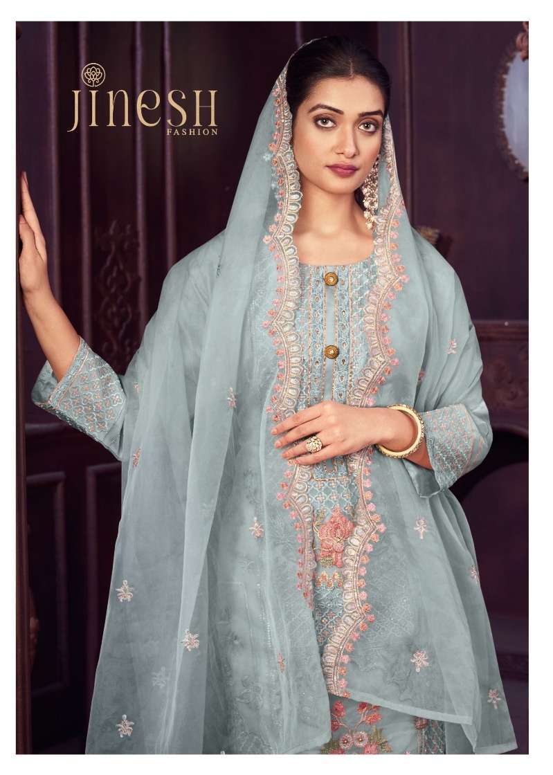 jinesh fashion fida series 1001-1004 Dyed Orgenza readymade suit