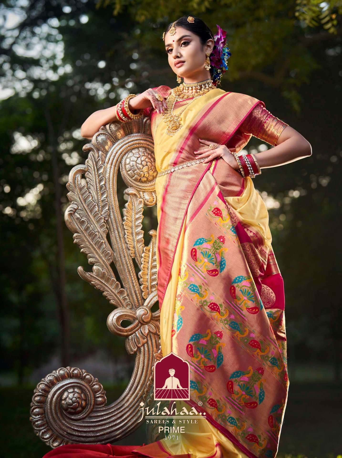 julahaa prime 1971 designs silk fabric saree