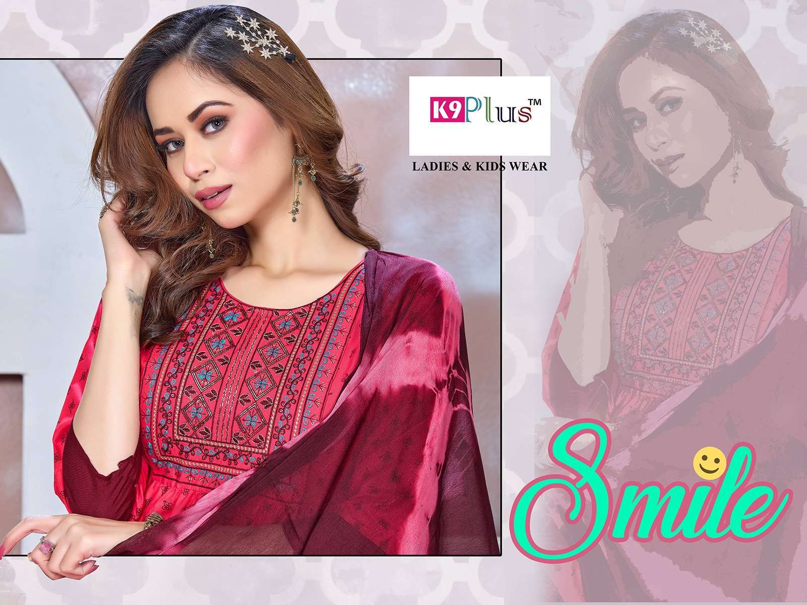 k9 plus smile series 5001-5008 reyon heavy print suit