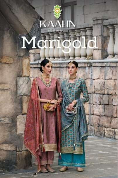 kaahn marigold series 1011-1016 muslin foil print suit 