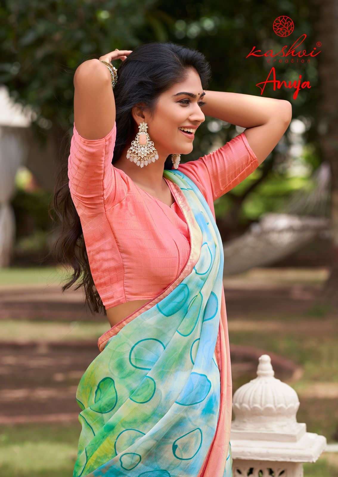 kashvi anuja series 4175-4182 moss zari saree