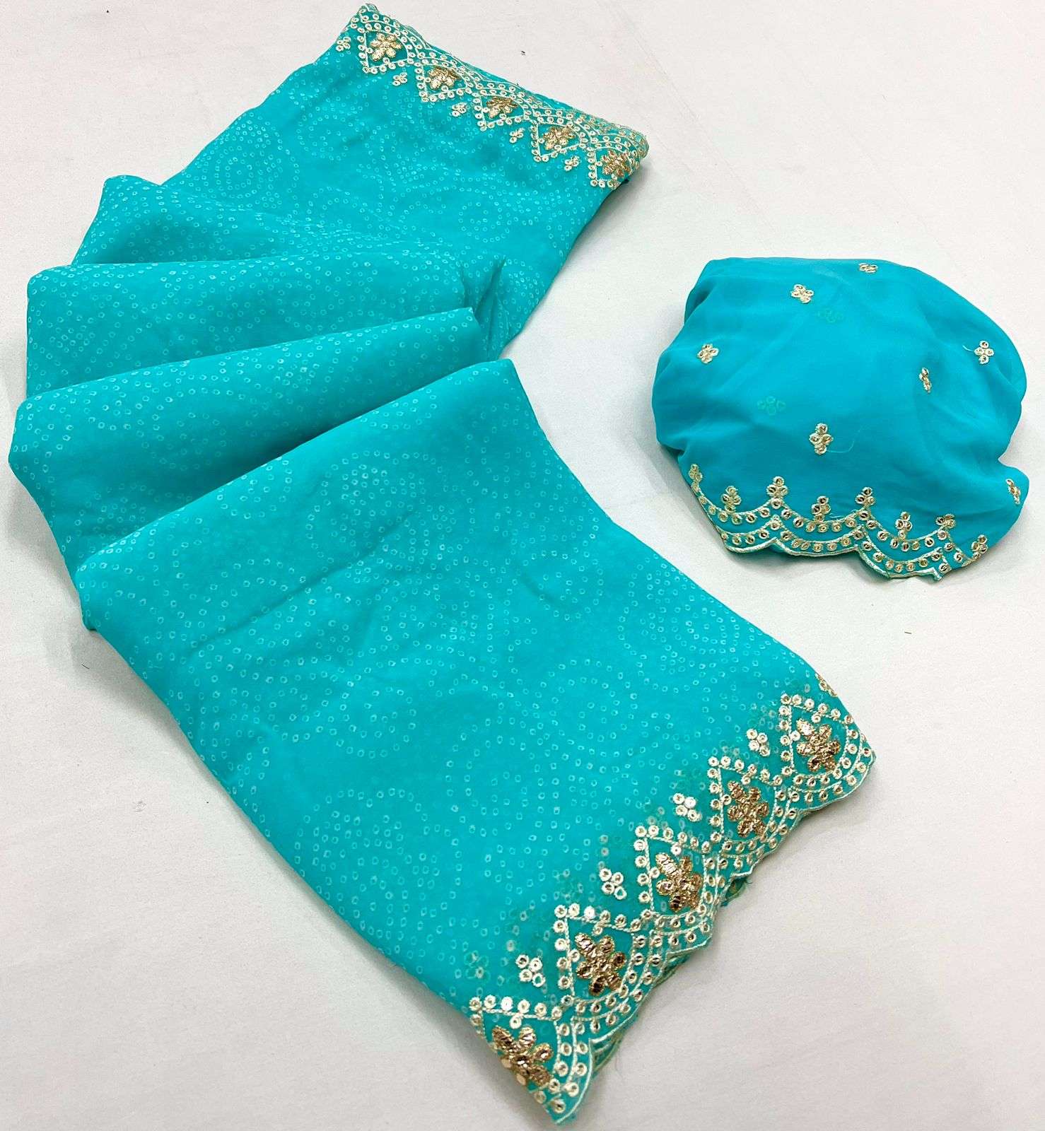 kashvi designer georgette fancy cut work border saree 