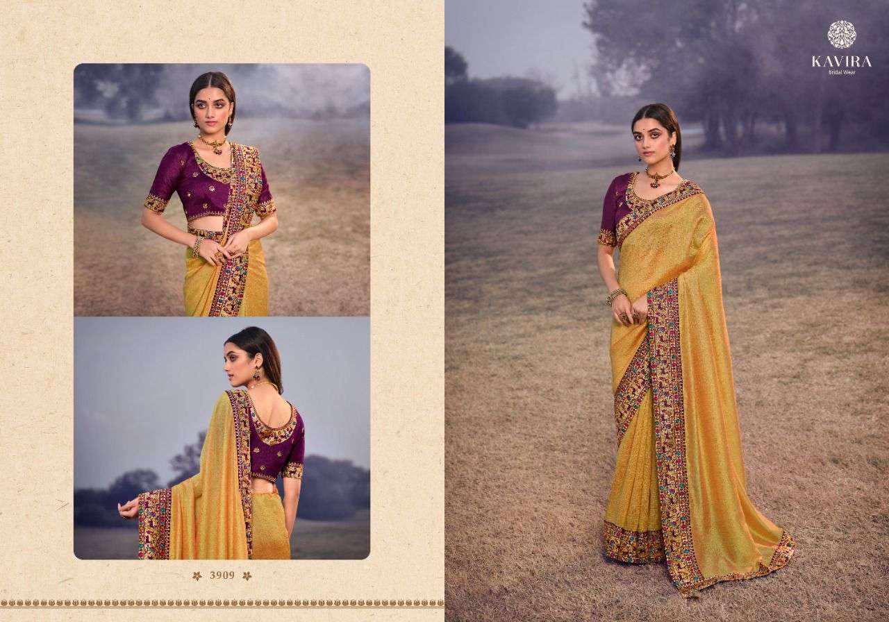 Kavira designer embroidery border work saree
