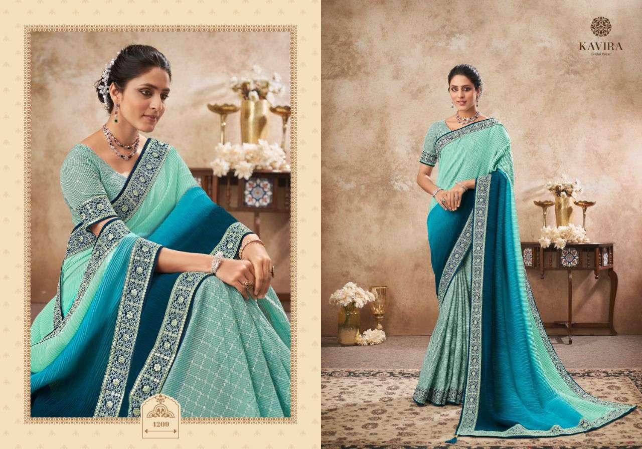 Kavira pallu chinon padding crush scart chinon sequence work saree