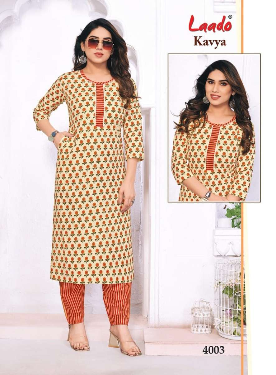 Laado Kavya Vol-4 series 4001-4010 Pure Heavy Cotton kurti with pant