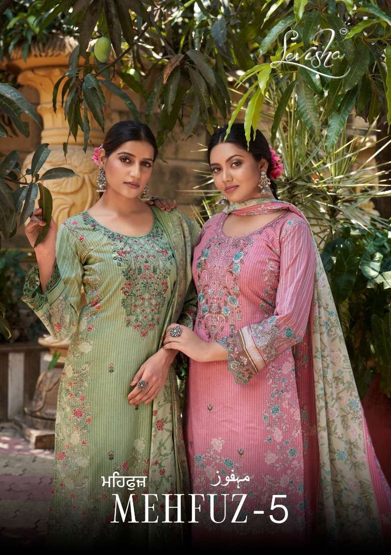 levisha mehfuz vol 5 series 1213-1218  Cambric Cotton suit