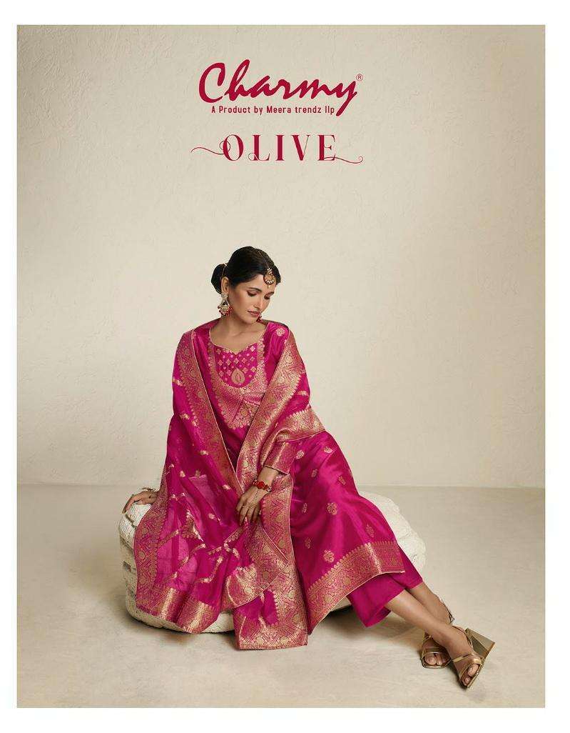 meera trendz charmy olive series 4881-4884  Pure Taby silk suit