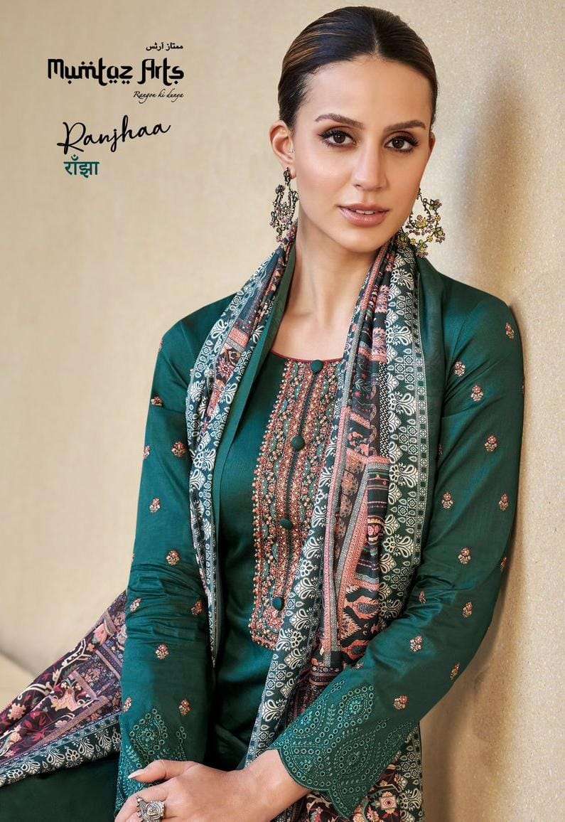 mumtaz arts ranjhaa series 28001-28006 Pure Jam satin suit