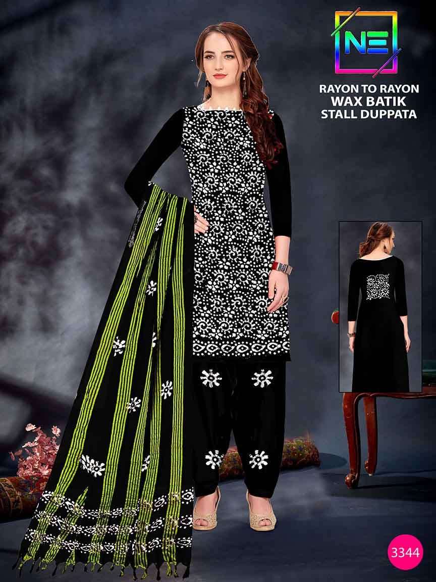 Nemi Rayon Wax Batik Vol-3 series 3337-3346 Pure Rayon suit
