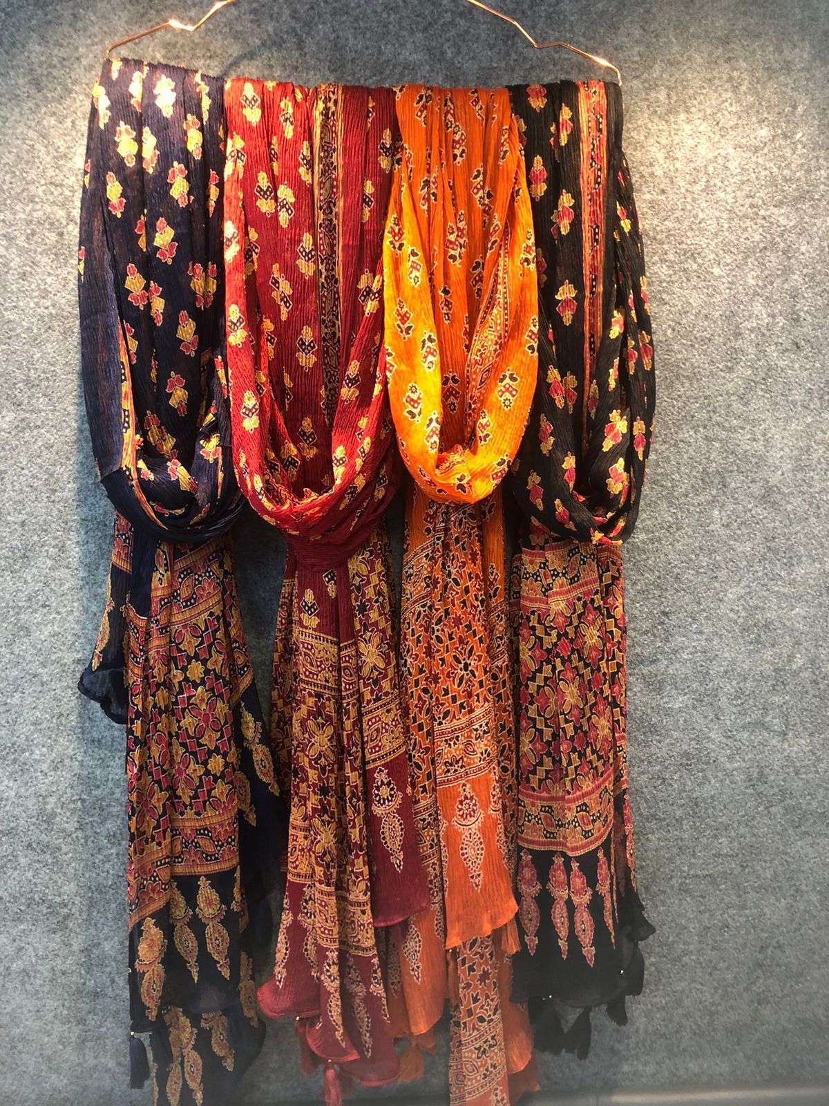 pr silky print shining part 3 Ajrakh print chiffon dupatta