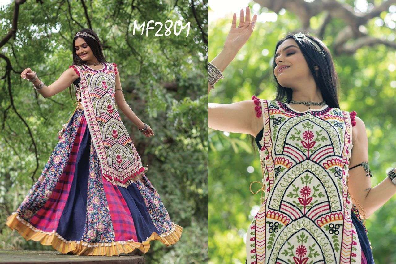 pr yey yey navratri festive wear colourful readymade kurti with skirt