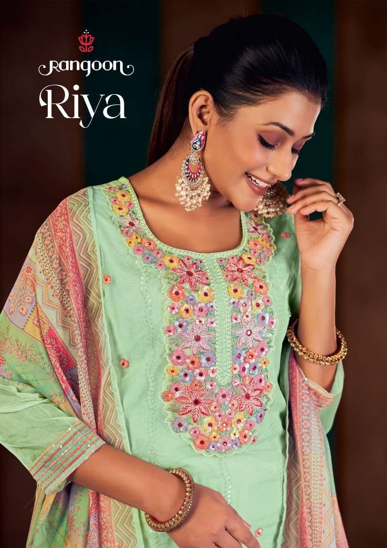 rangoon riya series 4751-4754 Pure Organja readymade suit