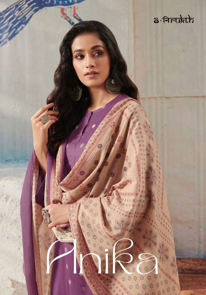 s nirukth anika cotton satin heavy print suit 