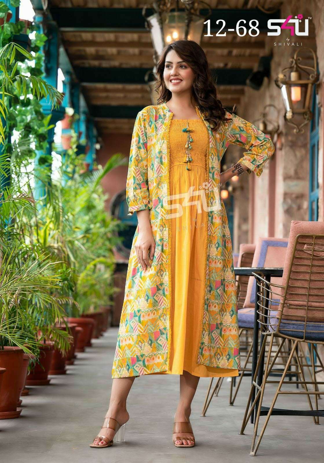 s4u 12-68 fancy beautiful kurti with shrug combo set