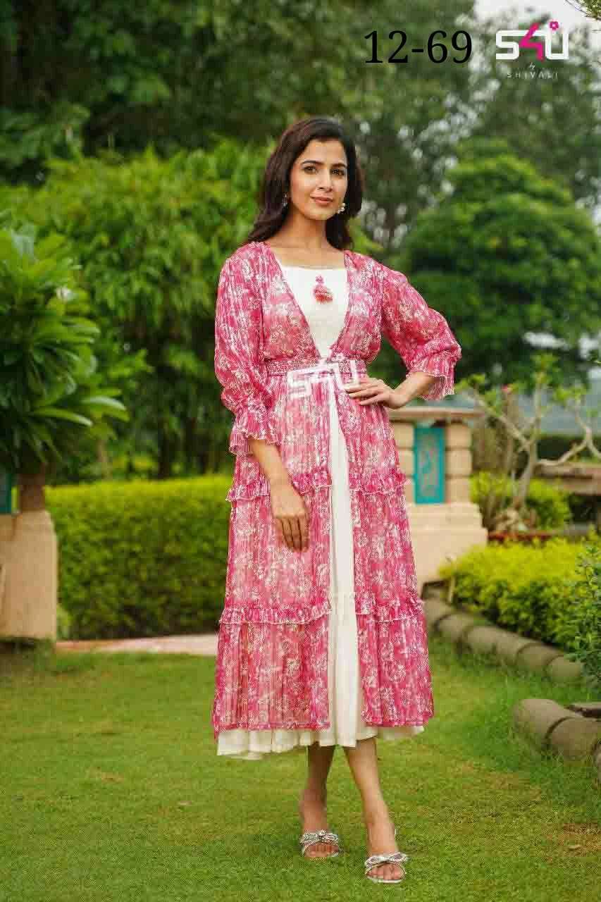 s4u 12-69 adorable kurti with fancy shrug combo set