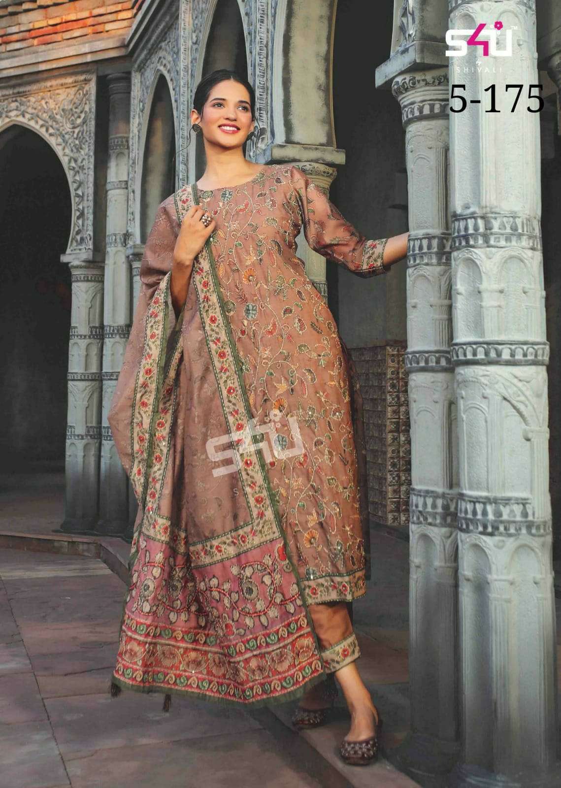 s4u pr 5-175 fancy work kurti with pant and dupatta combo set