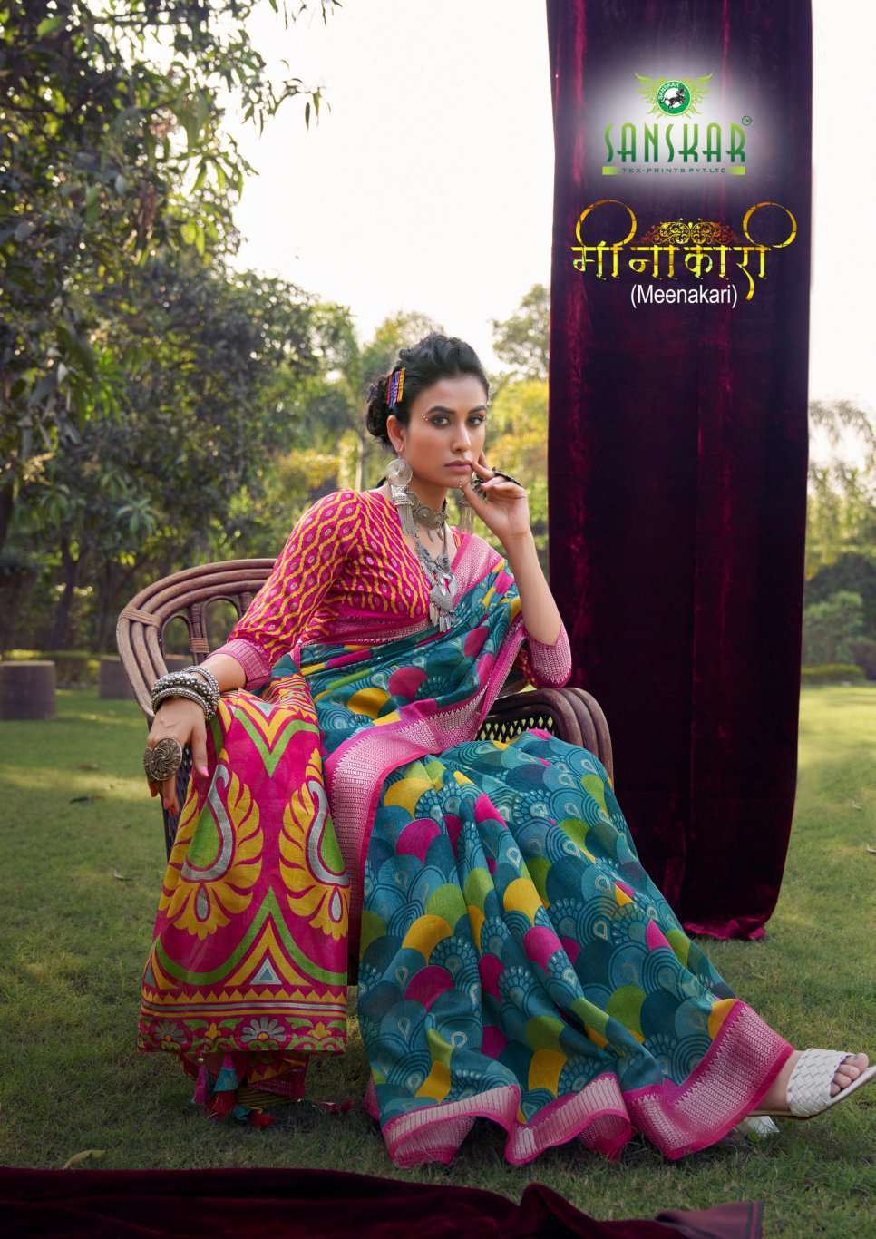 sanskar tex meenakari series 90001-90008 Pure cotton saree