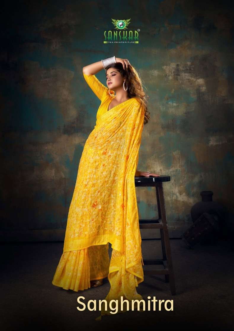 sanskar tex sanghmitra series 89001-89008 pure bright viscose patta  saree