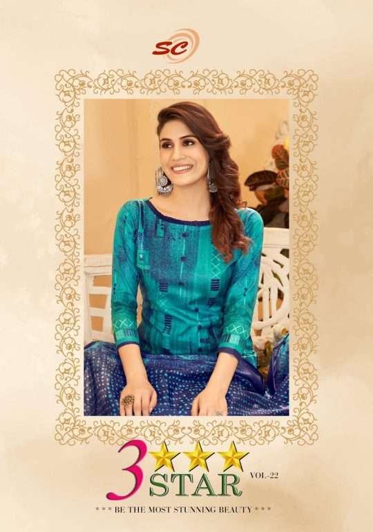 Sc 3 Star Vol-22 series 2201-2212 pure cotton printed suit 