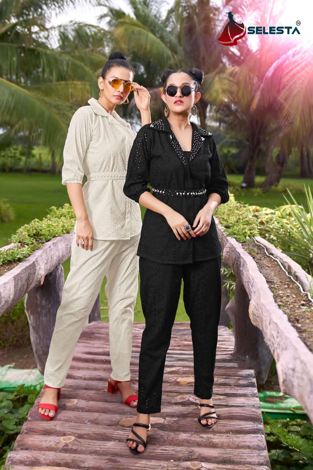 selesta designer cotton sifli co ord sets