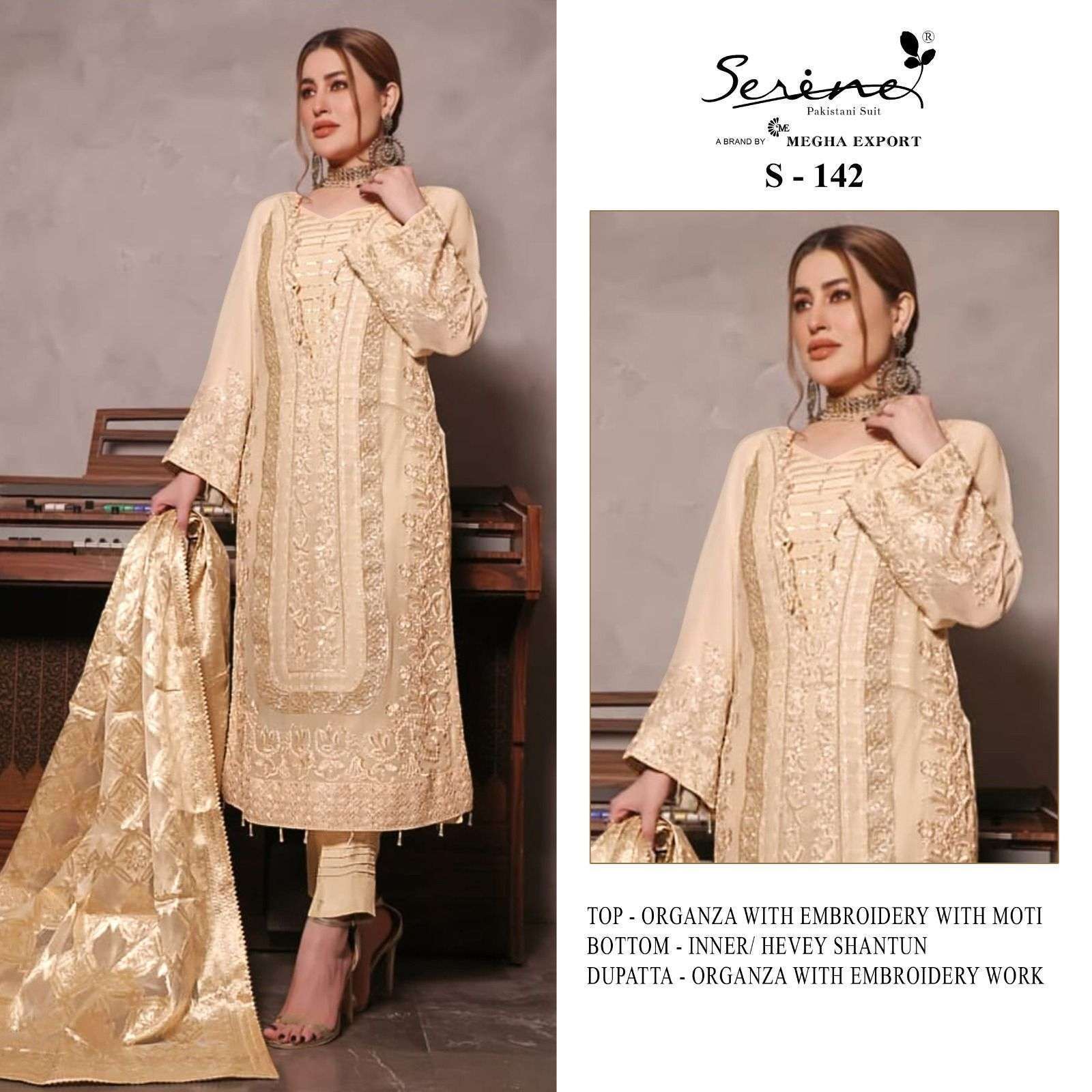 serine s 142 organza embroidered work suit 