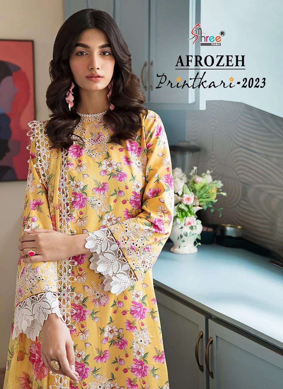 shree fabs afrozeh printkari 2023 series 3214-3218 pure lawn print suit 