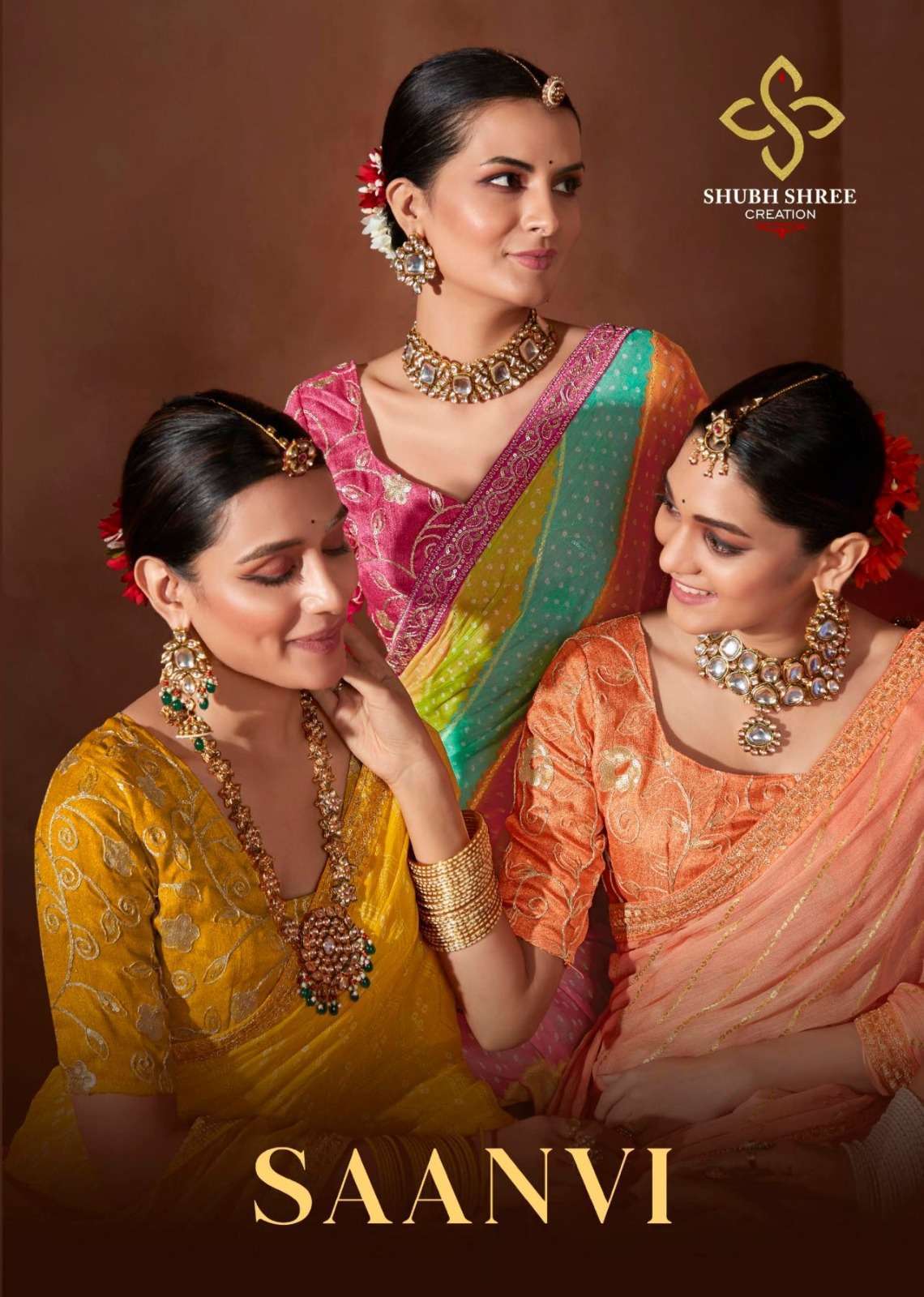shubh shree saanvi series 1001-1010 moss chiffon saree