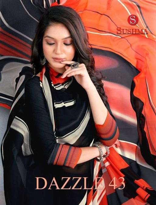 sushma dazzle 43 series 4301-4309 georgette digital print saree