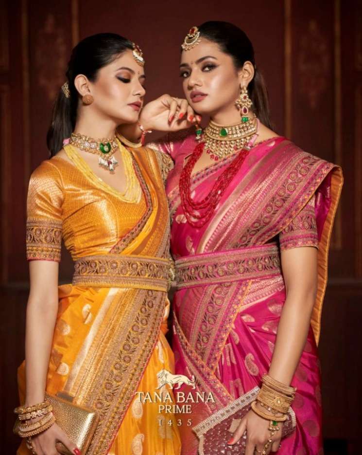 tana bana prime 1435 silk organza fabrics saree