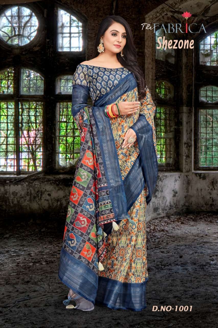 the fabrica shezone series 1001-1008 poly cotton saree