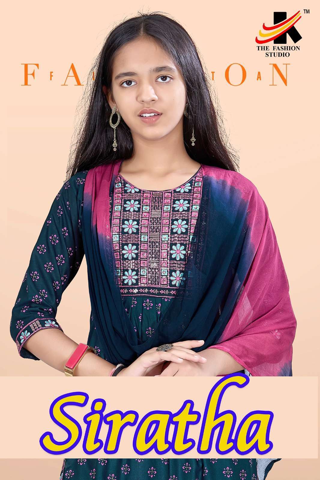the fashion studio siratha series 221-226 reyon print embroidery readymade suit