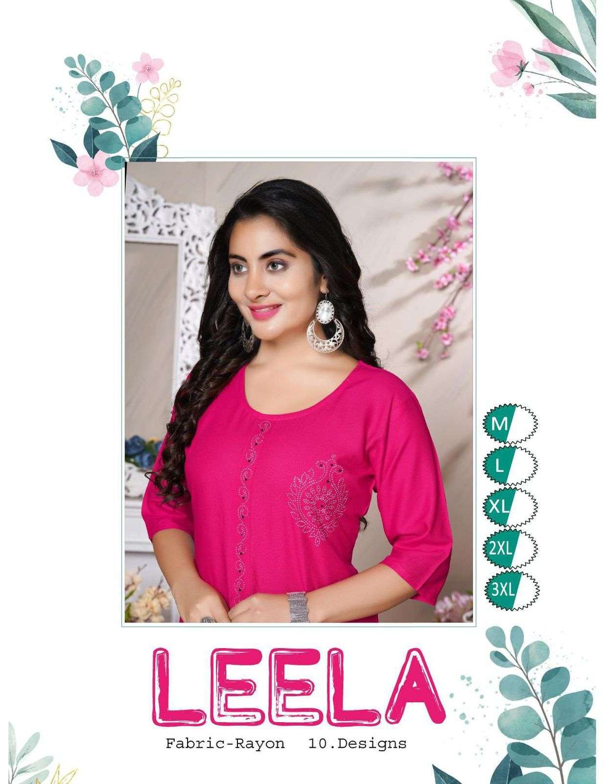 Trendy Leela series 001-010 Rayon Plain kurti