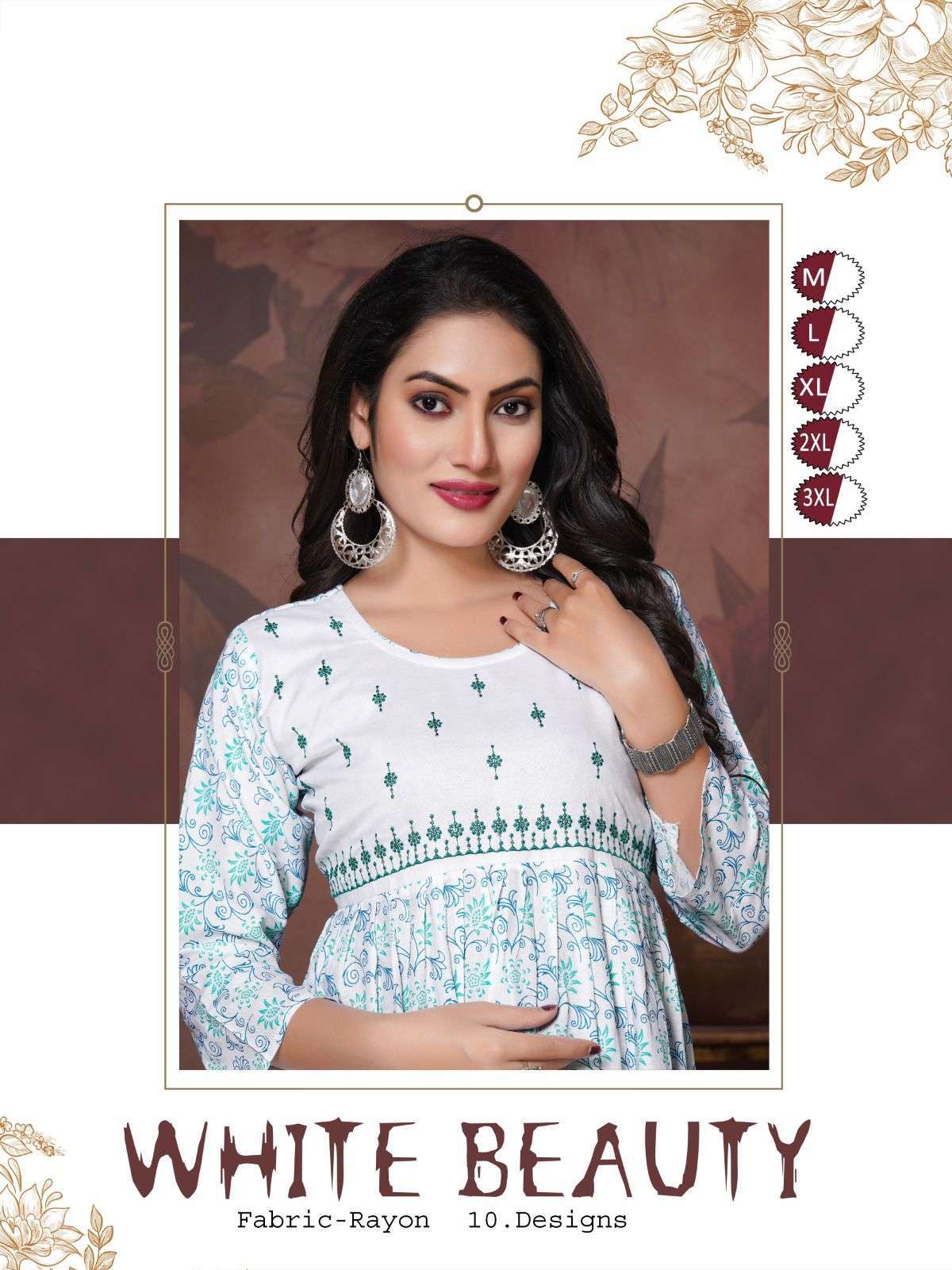 trendy white beauty vol 1 series 001-010 Finest Quality of Rayon Plain kurti