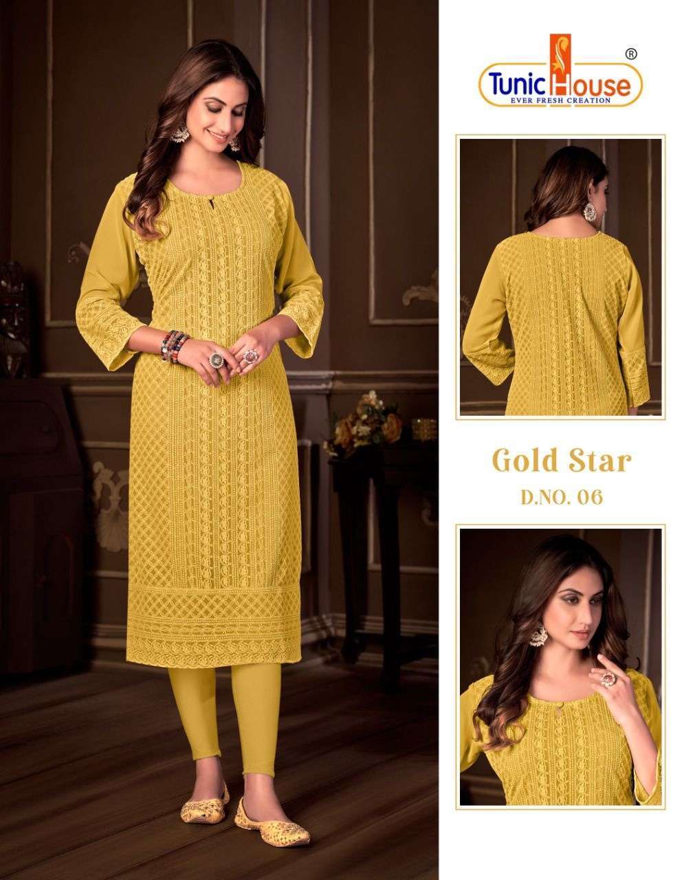 tunic house gold star series 1-15 apple georgette kurti