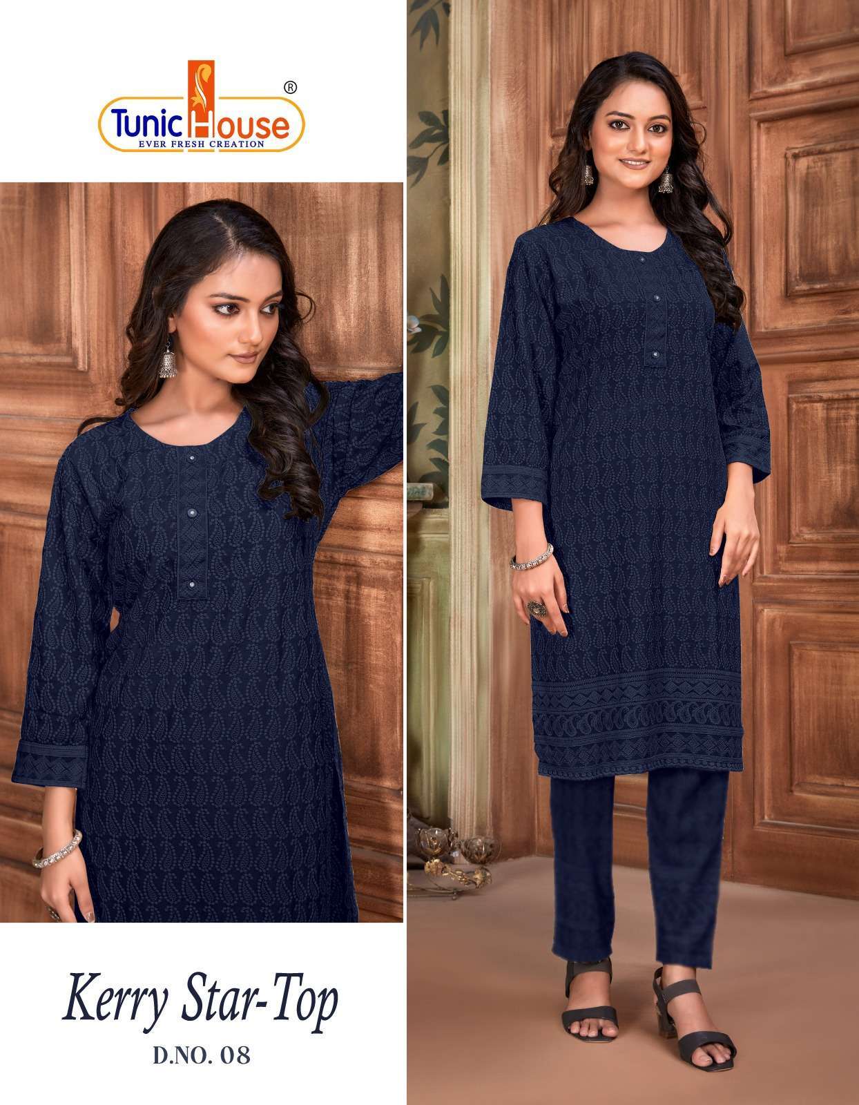 tunic house kerry star top fully lucknowi work designer kurti combo set