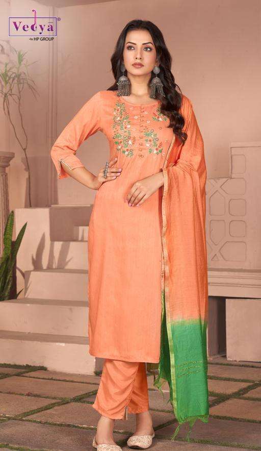 vedya kalarang series 1135-1140 Chinon Silk readymade suit