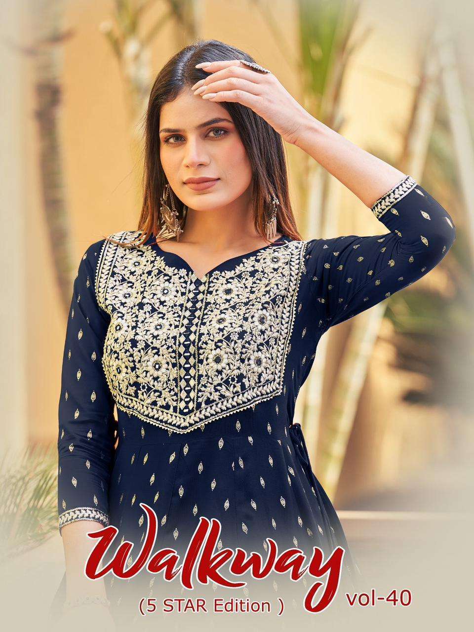 vf india walkway vol 40 series 40001-40005 Rayon Foil Print gown