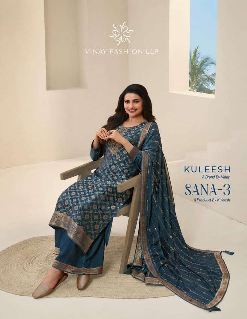 vinay kuleesh sana vol 3 series 64681-64686 meena dola jacquard suit