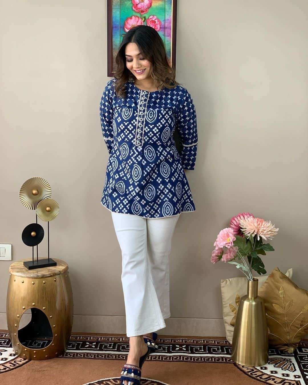 X-lady designer cotton fabric top and plazo 
