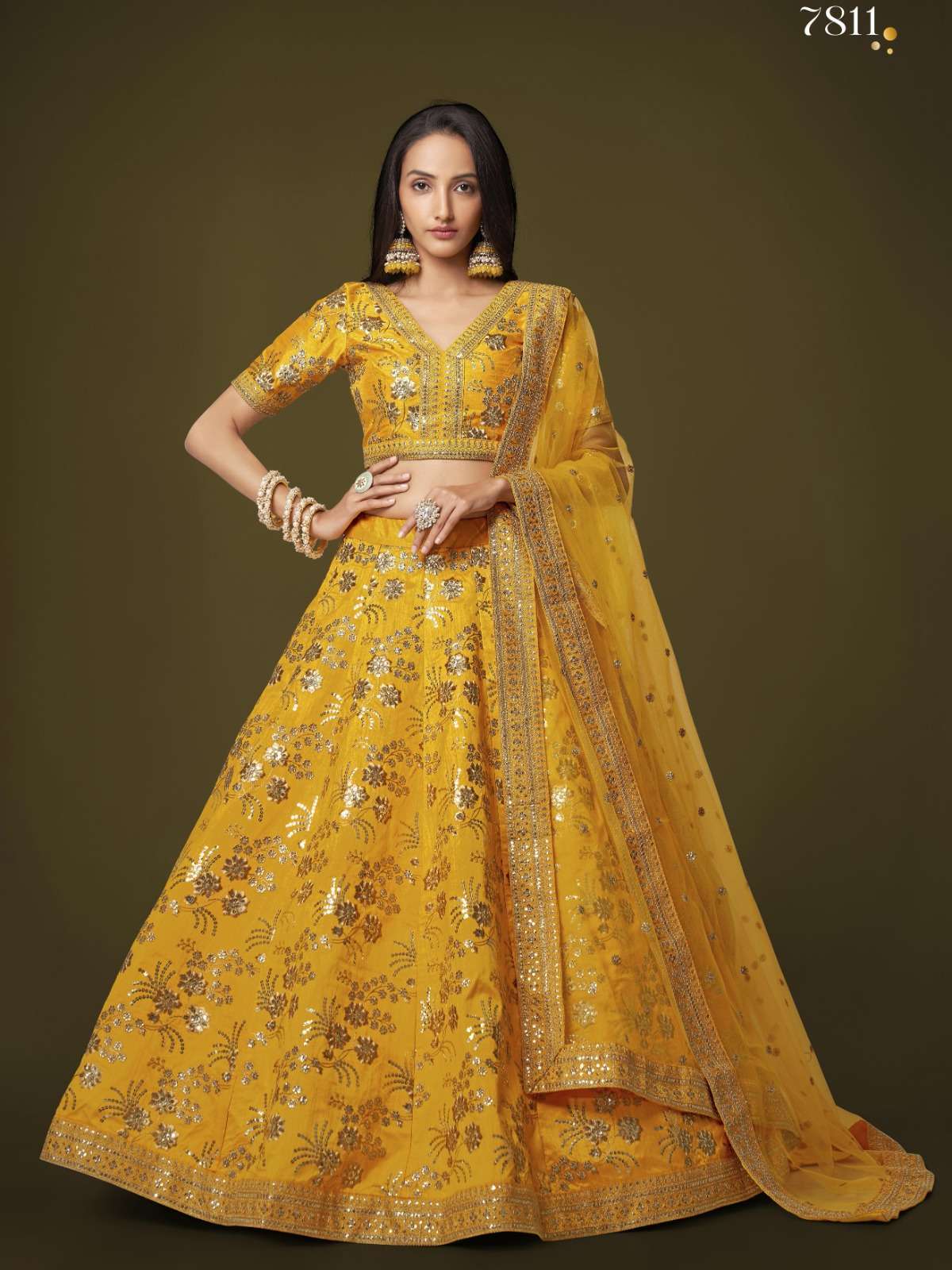 zeel 7811 Slub Silk Sequins and Dori Embroidery Work lehenga