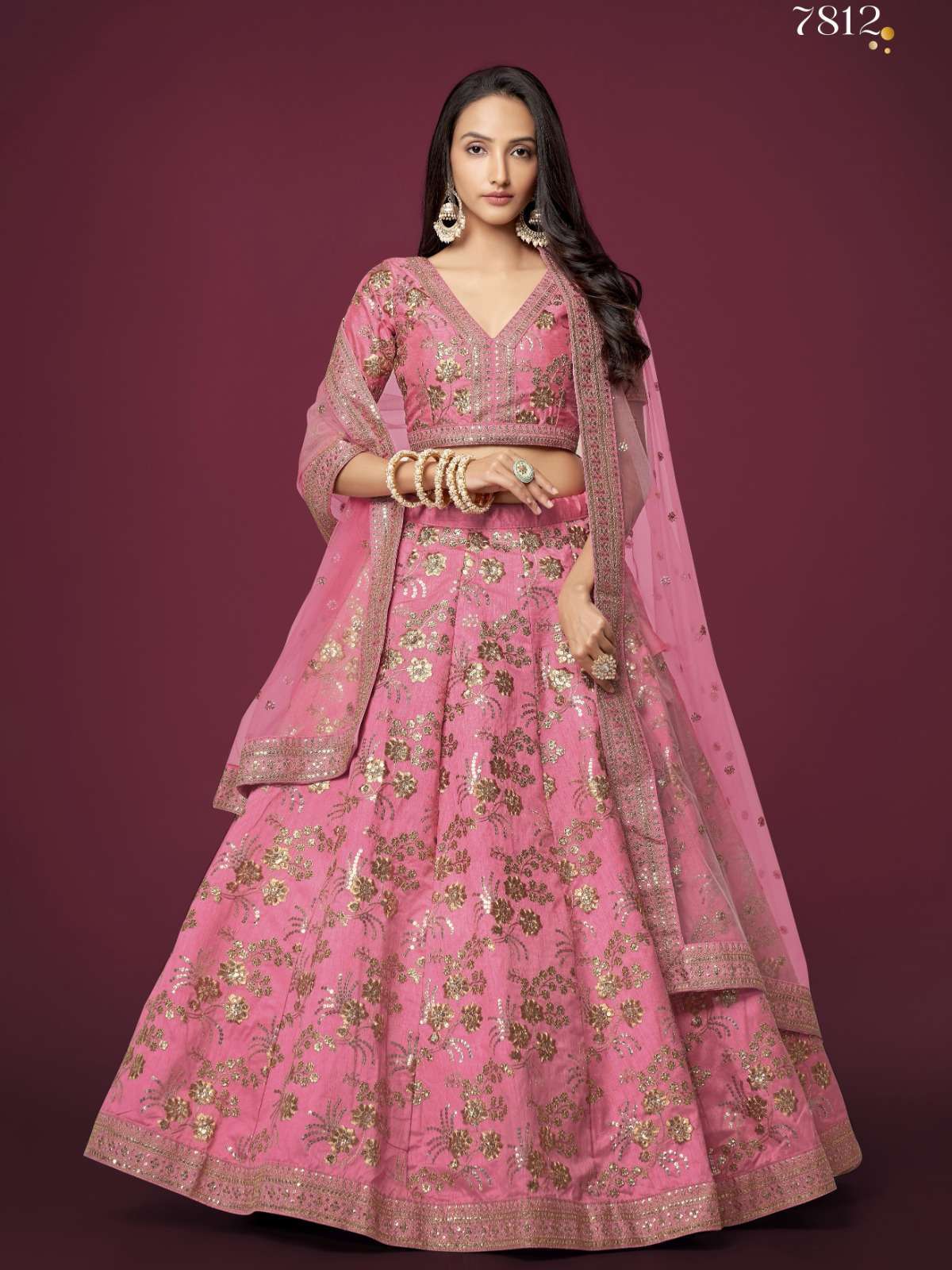 zeel 7812 Slub Silk Sequins and Dori Embroidery Work lehenga