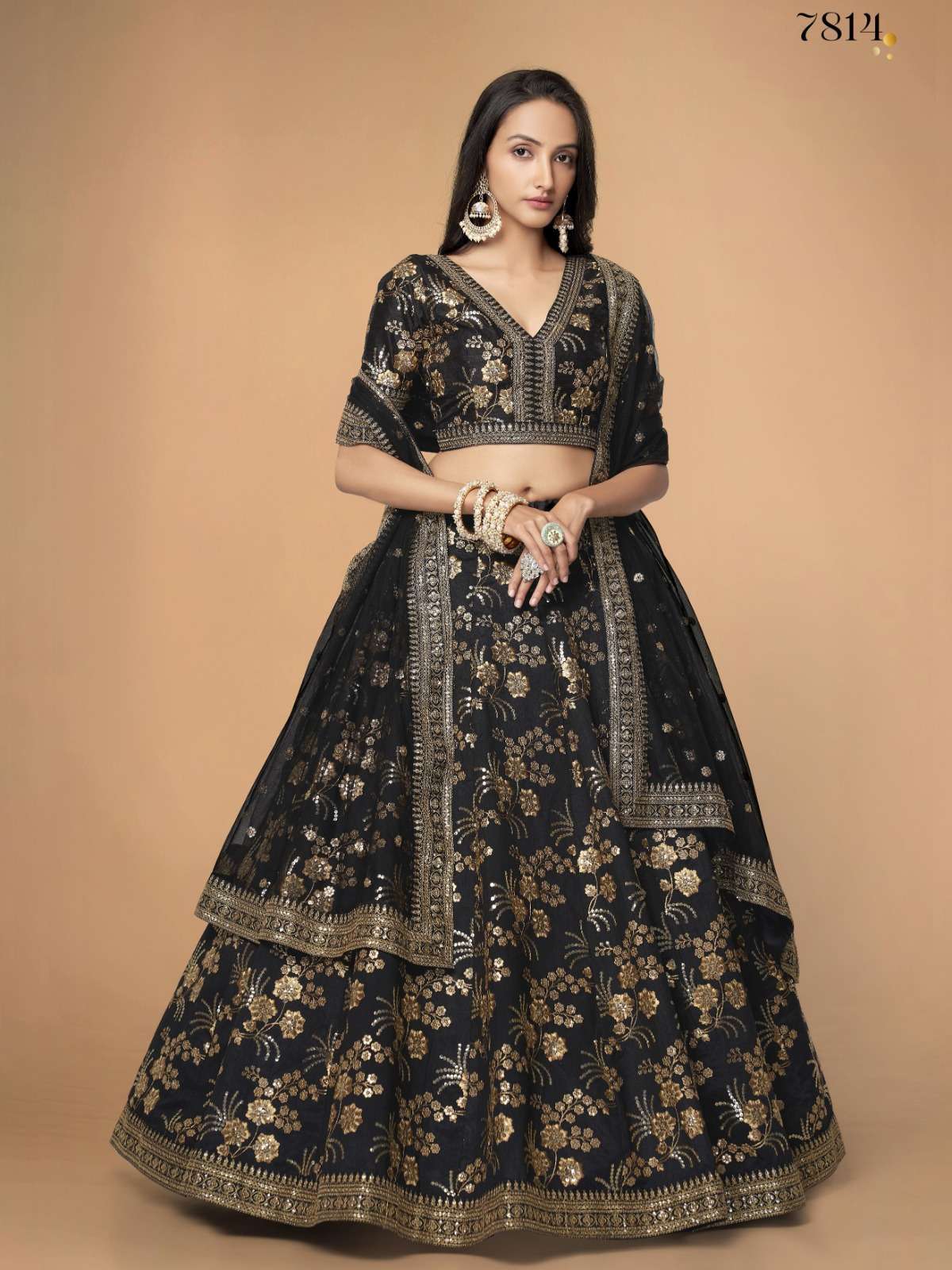 zeel 7814 Slub Silk Zari Sequins and Dori Embroidery Work lehenga
