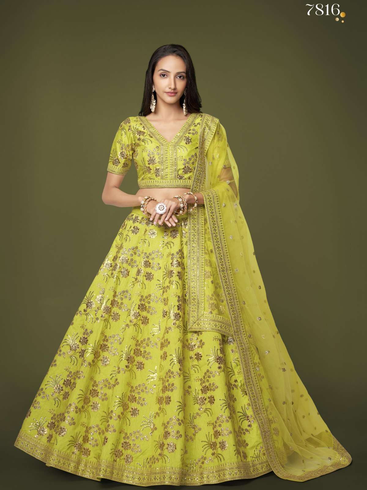 zeel 7816 Slub Silk Zari Sequins and Dori Embroidery Work lehenga