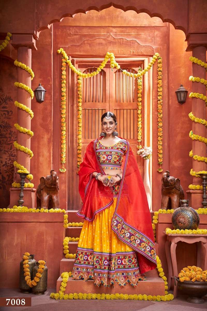 aawiya rajwadi vol 4 series 7008 mix cotton silk lehenga