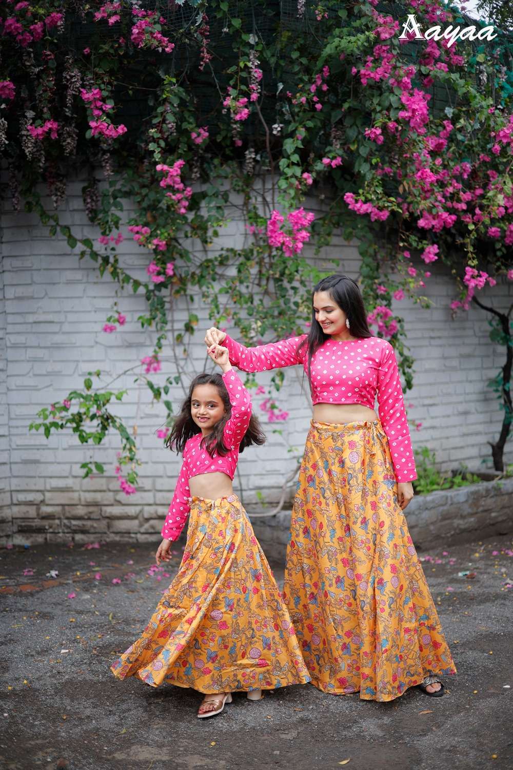 aayaa divisha vol 1 Tussar Silk mother daughter lehenga