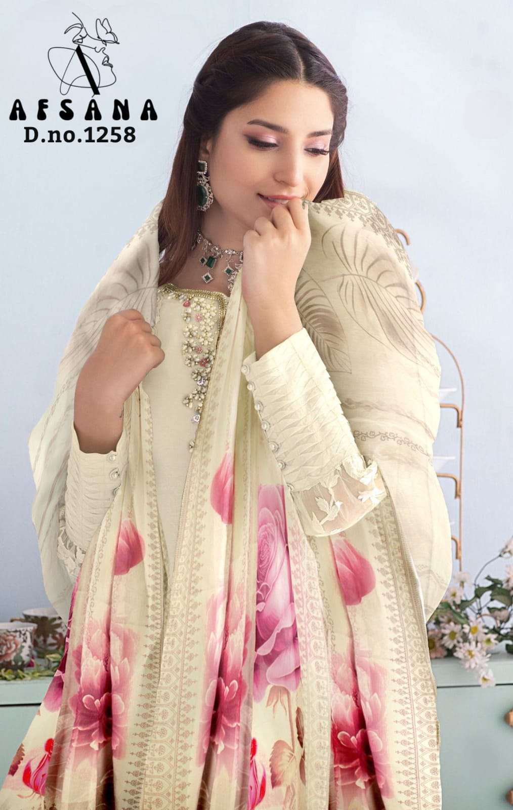 afsana suhana 1258 Organza Tunic With Hand Work 