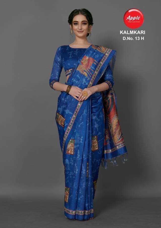 apple saree kalamkari vol 13 tussar silk kalamkari print saree 