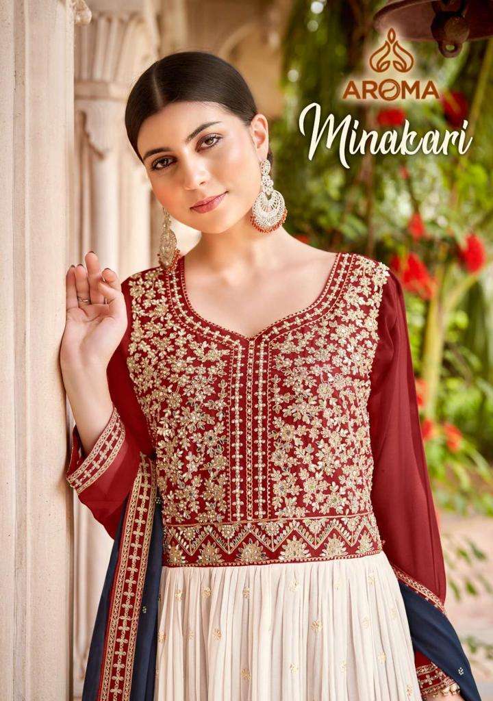 aroma minakari series 1105-1108 faux georgette suit 