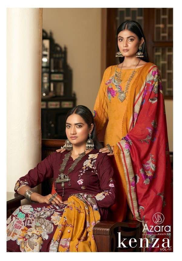 azara kenza-11 series 69001-69008 cotton slub diamond work suit 